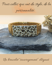 Charger l'image dans la galerie, Bracelet élastique SANDRO acier inoxydable doré -création artisanale -émail