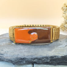 Charger l'image dans la galerie, Bracelet élastique SANDRO acier inoxydable doré -création artisanale -émail