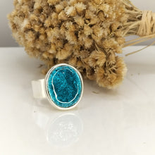 Charger l&#39;image dans la galerie, Bague ROSE émaillée sur feuille d&#39;argent (2 coloris)
