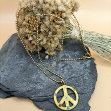 Charger l'image dans la galerie, Collier PEACE bleu ou jaune- création artisanale
