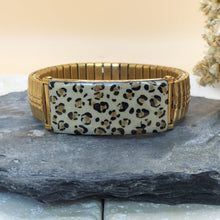 Charger l'image dans la galerie, Bracelet élastique SANDRO acier inoxydable doré -création artisanale -émail
